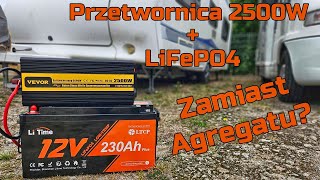 Mocna Przetwornica 12V  230V Vevor 2500W w Połączeniu z Dużym LiFePO4 230AH  TEST [upl. by Imoyaba]