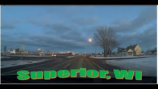 Driving from Duluth MN to Superior WI duluth mn snow winter superior wi ships [upl. by Initirb]