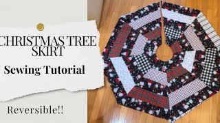 Christmas Tree Skirt Sewing TutorialReversible [upl. by Mandy972]