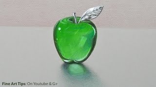 How to Draw Glass a Crystal or Acrylic Green Apple  Fine ArtTips [upl. by Wexler]