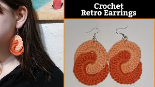 How to Crochet Retro Interlocking Circle Earrings Easy Beginner Project [upl. by Annahsal]