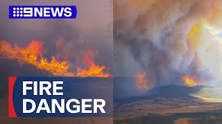 Firefighters race to stop outofcontrol bushfire in Victoria  9 News Australia [upl. by Atterrol942]