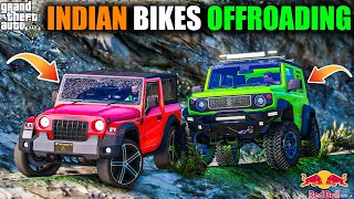 GTA 5  TOP INDIAN CARS EXTREME OFFROADING WITH THAR AND JIMNY WITH JIMMY AND MICAHEL OMG [upl. by Kain]