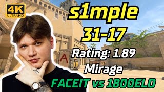 s1mple in FACEIT 1800ELO Lobby Mirage  20240702  CS2 POVDEMO [upl. by Lseil]