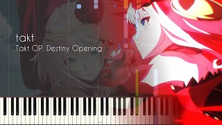 FULL takt  Takt Op Destiny Opening Episode 1 Ending  Piano Arrangement Synthesia [upl. by Leraj]