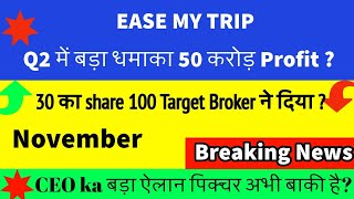 EaseMyTrip share News Q2 RESULT 50 Crore profit NEWS   EaseMyTrip Share News  Easy Trip News [upl. by Akemahs]