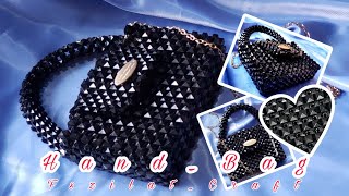 Bead Hand Bag  How to make Black Handbag satisfying asmr howto [upl. by Fanny]