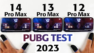 iPhone 14 Pro Max vs 13 Pro Max vs 12 Pro Max PUBG MOBILE TEST in 2023  BEST iPhone FOR BGMI 2023 [upl. by Sirtemed]