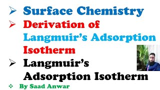 Langmuir Adsorption Isotherm  Postulates  Surface Chemistry  Urdu\Hindi Physical ChemistrySaad [upl. by Jamey]