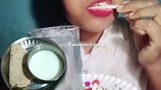 दूध रोटी खाने का विडियो asmr eating show K slate pencil eating [upl. by Annayrb532]