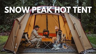 Is this the best wood stove and hot tent set up for winter camping Snow Peak  ASMR [upl. by Herold]