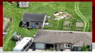 Drone footage of tornado damage in Paulding County Ohio [upl. by Eurydice]