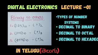 Binary To Decimal  Octal Hexadecimal conversions in  Digital Electronics Part 1 Telugu [upl. by Bush]