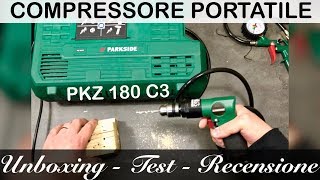 COMPRESSORE lidl portatile PARKSIDE Di cosa è capace PKZ 180 C3 UNBOXING TEST E RECENSIONE C4 [upl. by Alben]