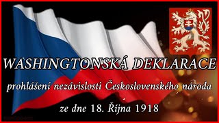 Washingtonská deklarace  prohlášení nezávislosti Československého národa 18 října 1918 warlocorn [upl. by Alian]