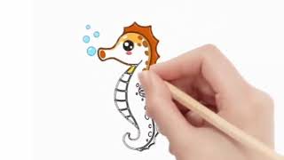 how to draw seahorse very simple and easy [upl. by Atsugua]