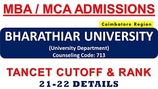 BHARATHIAR UNIVERSITYMBA MCA ADMISSIONS TANCET CUTOFF amp RANK 2122 details bharathiaruniversity [upl. by Orit]