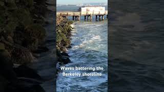 Historic railway pier and waves crashing on the Berkeley shore at quotSkates on the Bayquot restaurant [upl. by Leasi]