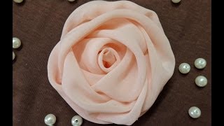 DIY chiffon rosefabric rose tutorialhow to make [upl. by Semela]