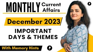 December 2023  Important Days amp Themes  Monthly Current Affairs December 2023 With Mnemonics [upl. by Maryanne930]