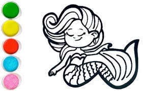 Sleeping Ariel Mermaid Coloring Cute Mermaid Drawing And 🖌️ For Kids And ToddlersBachaParty17 [upl. by Normie]