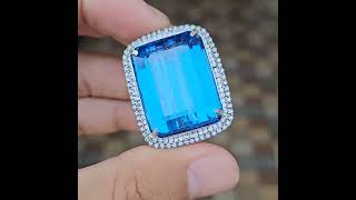 Natural Electric Swiss Blue Topaz Brazil IRR 8453 carats Certificate AIGS Lab topaz permata [upl. by Ahsenwahs]