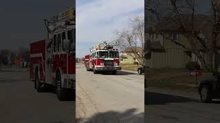 Lenexa KS FD Reserve Quint Arriving on scene 32017 [upl. by Berkly271]