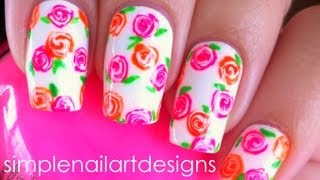 Neon Floral Nail Art Tutorial [upl. by Pasadis947]