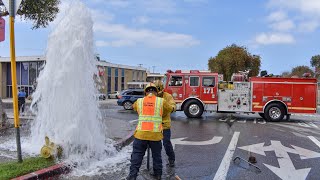 LACoFD Engine 171 Sheared Hydrant [upl. by Bledsoe834]