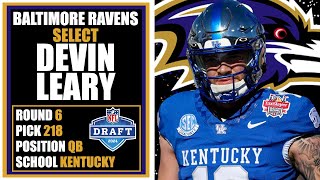 BALTIMORE RAVENS DRAFT DEVIN LEARY INSTANT REACTION [upl. by Ellekcim]