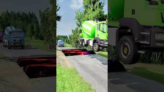 wow CONCRETE MIXER vs GIANT SPEED BUMPS Shorts TruckFail RoadTripDisasters ConstructionFail [upl. by Obidiah]