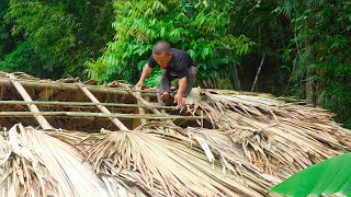 Dwarf family primitive life Builds wooden house  roof made of palm leaves [upl. by Sterner359]