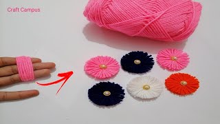 Woolen Flower Making  How To Make Flower  Easy Woolen Flower Craft Ideas  DIY Craft Ideas [upl. by Adnaw]