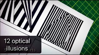 12 Optical Illusion drawingsart on A4 sheet  Step by Step freehand amp abstract illusion tutorial [upl. by Etsirhc]