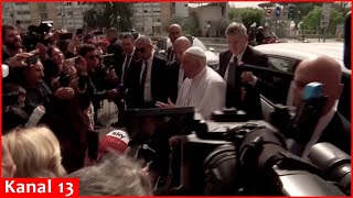 MOMENT Pope Francis leaves hospital saying Im still alive [upl. by Palua]