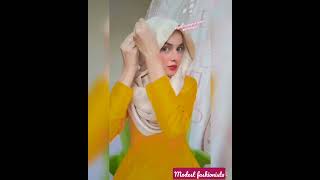 Party wearWedding hijab tutorial with earrings in 2023 Silk Hijab tutorialytshorts hijabshorts [upl. by Ahsiket228]