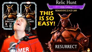 MK Mobile Beating Relic Hunt on My Beginner Account It Was Easy Free Shao Kahn Fusion [upl. by Nyrehtak]