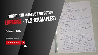 Ex  112 Examples  Direct and Inverse Proportions  Class 8th I Maths  NCERT  CBSE [upl. by Angelina636]