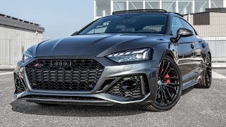 BOSS 2021 AUDI RS5 SPORTBACK  DAYTONA GRAY CARBON PACK  BLACK WHEELS  Stunning car in detail [upl. by Znarf463]