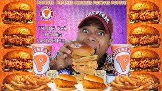 TRYING THE POPEYES CHICKEN SANDWICH [upl. by Cornia]