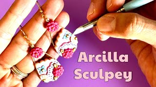 Como hacer unos Aretes de flores con arcilla polimérica Sculpey [upl. by Iturk]