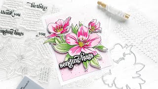 Altenew is 10 Celebrate with this Gorgeous Stamped amp Stenciled Floral Card by Caly Person [upl. by Lizbeth]