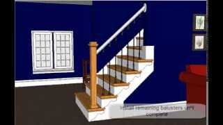 Open Sided Staircase Remodel With Adjustable Iron Balusters [upl. by Fagan631]