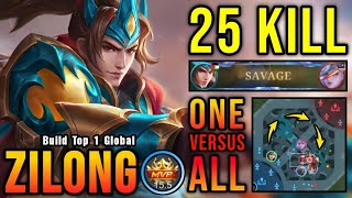 1 vs 5 SAVAGE Zilong Insane 25 Kills ONE VS ALL  Build Top 1 Global Zilong  MLBB [upl. by Onofredo]