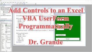 Adding Controls to an Excel VBA UserForm Programmatically [upl. by Eiggam]