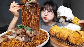 차돌 짜슐랭 짜장라면 뿌링클 치킨 먹방 Beef Jjajang Ramen amp Prinkle Chicken Mukbang ASMR [upl. by Fineberg]