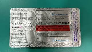 Aceclofenac Paracetamol and Serratiopeptidase Tablets Uses  Erinac SP Tablets [upl. by Noyar]