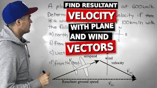 MCV4U  Find Resultant Velocity of Plane with Wind  Grade 12 Calculus [upl. by Nirrok953]