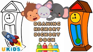 Cute Cartoon Drawing for Children  Learn a drawing with the hickory dickory dock song [upl. by Eriha]