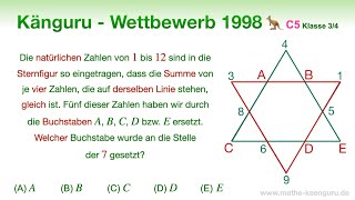 C5 🦘 Känguru 1998 🦘 Klasse 3 und 4  Kannst du dieses Zahlenrätsel lösen [upl. by Luamaj]